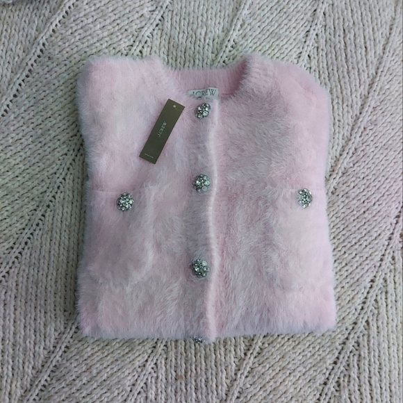 J CREW New Sweater Lady Jacket in Brushed Yarn - Pale Pink - Picture 8 of 8
